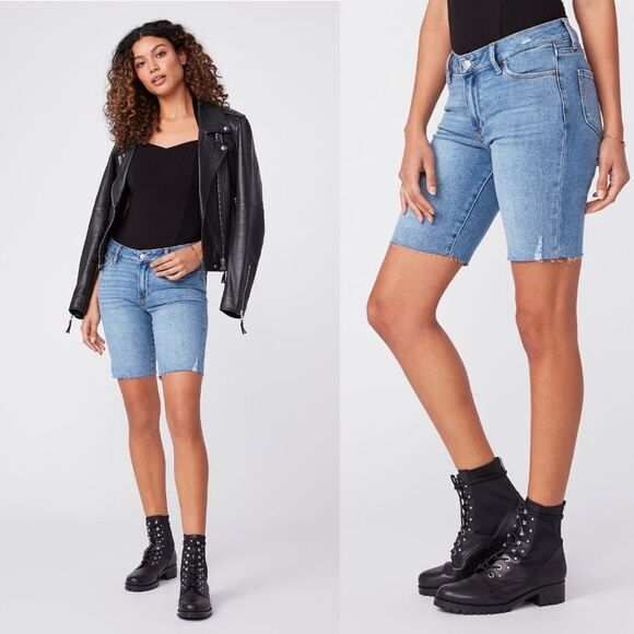 Paige Jax Cut Off Denim Jean Short - Martina Distressed 26 - Picture 1 of 8